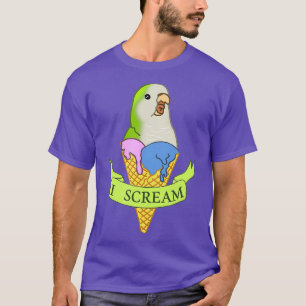 Funny Ice cream Monk Parakeet I scream Green T-Shirt