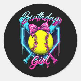 Funny Ice Cream Softll Drip Birthday Girl Softll P Classic Round Sticker