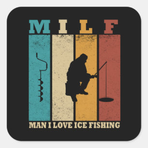 funny ice fishing square sticker