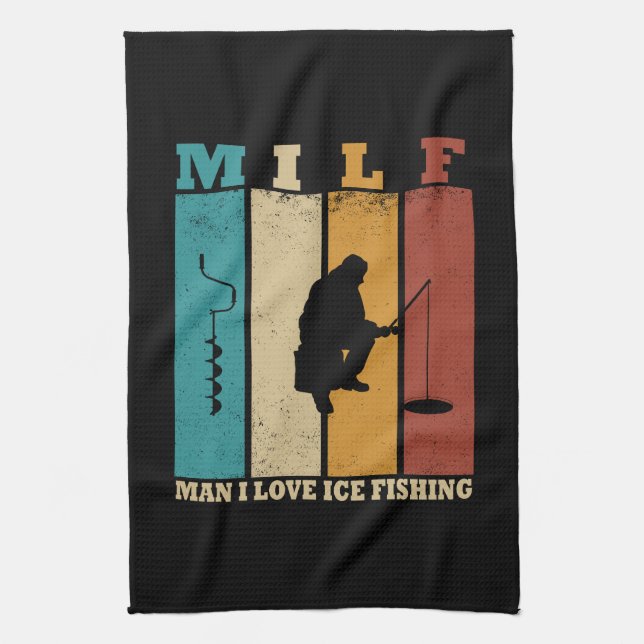 funny ice fishing tea towel (Vertical)
