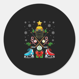 Funny Ice Hockey Christmas Ornament Tree Xmas Boys Classic Round Sticker