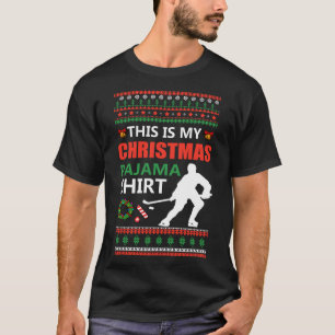 Funny Ice Hockey Christmas Pajama Ugly X Mas Sweat T-Shirt
