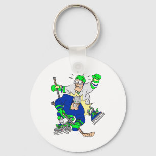 funny ice hockey collision graphic key ring