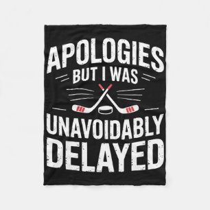 Funny Ice Hockey Excuse Joke Men Women Fleece Blanket