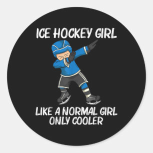 Funny Ice Hockey For Girls Kids Field Rink Ndy Tea Classic Round Sticker