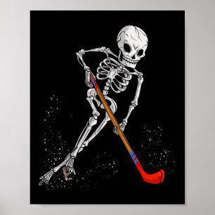 Funny Ice Hockey Gift Skeleton For Men Kids Goalke Poster