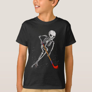 Funny Ice Hockey Gift Skeleton For Men Kids Goalke T-Shirt