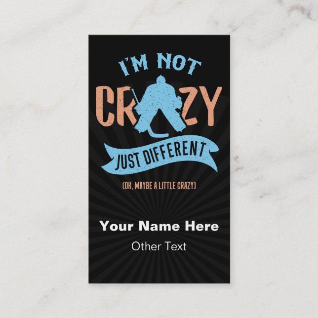 Funny Ice Hockey Goalie, Hockey Business Cards (Front)