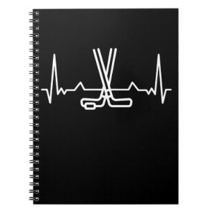 Funny Ice Hockey Heart beat Puck Gift Notebook