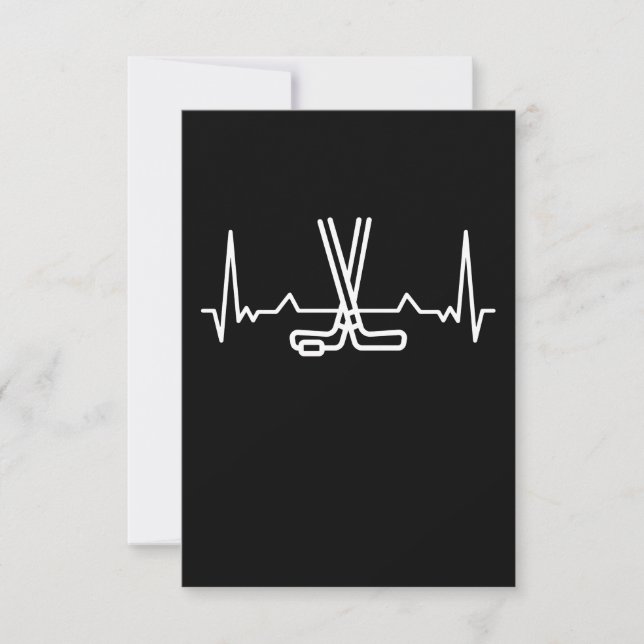 Funny Ice Hockey Heart beat Puck Gift Thank You Card (Front)