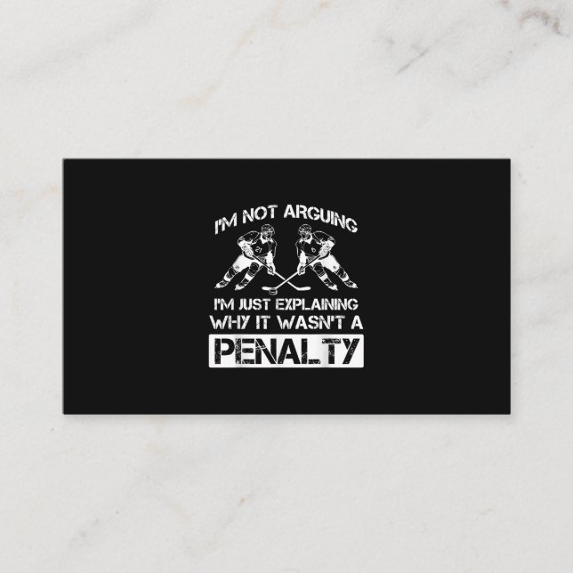 Funny Ice Hockey Player Discussing Bully Penalty Business Card (Front)