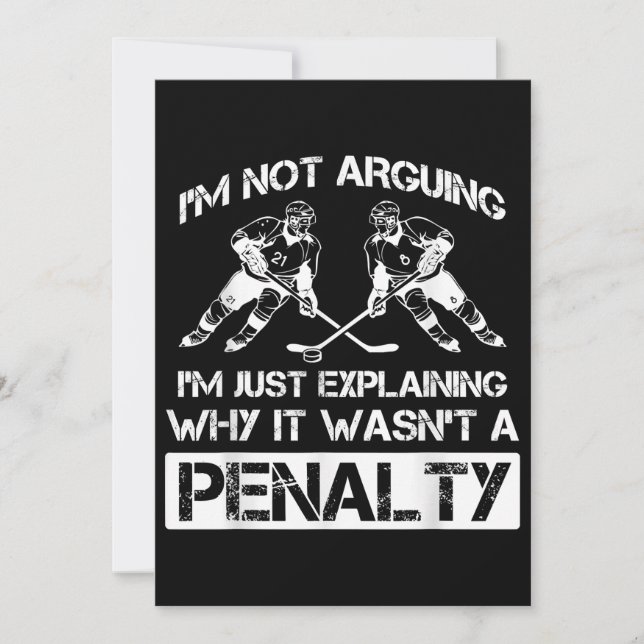 Funny Ice Hockey Player Discussing Bully Penalty Holiday Card (Front)