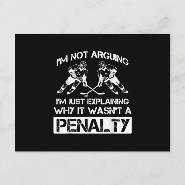 Funny Ice Hockey Player Discussing Bully Penalty Invitation Postcard (Front)