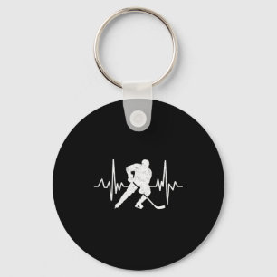 Funny Ice Hockey Player Goalie Heartbeat Hockey Fa Key Ring