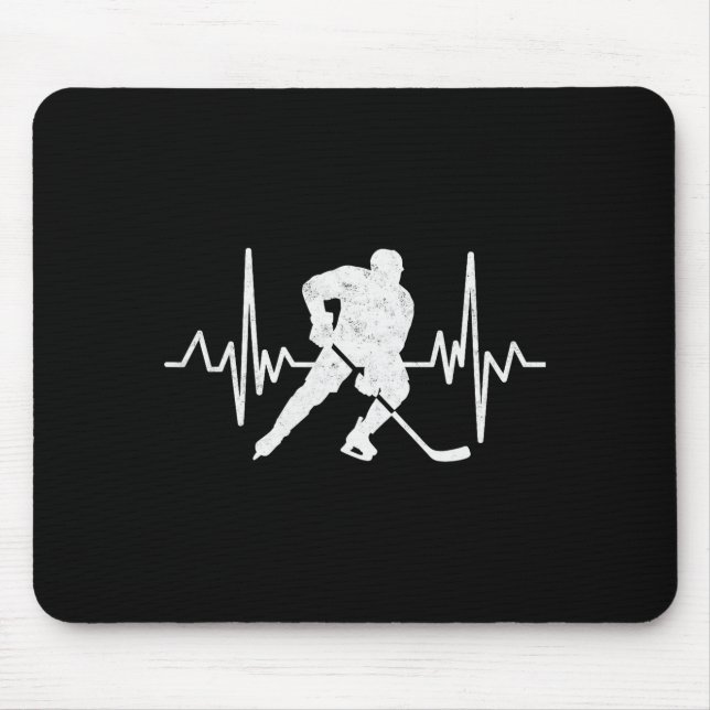 Funny Ice Hockey Player Goalie Heartbeat Hockey Fa Mouse Mat (Front)