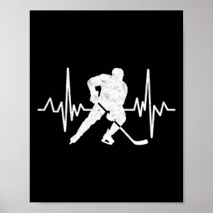 Funny Ice Hockey Player Goalie Heartbeat Hockey Fa Poster