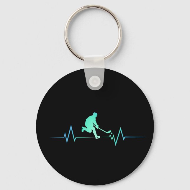 Funny Ice Hockey Player Heartbeat Hockey Gift      Key Ring (Front)