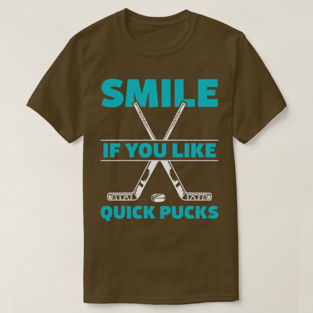 Funny Ice Hockey player Quick Pucks T-Shirt (Design Front)