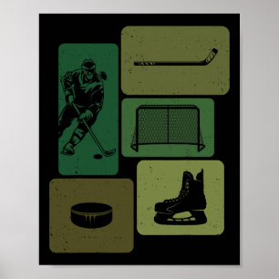 Funny Ice Hockey Puck Stick Winter Game Ice Hockey Poster