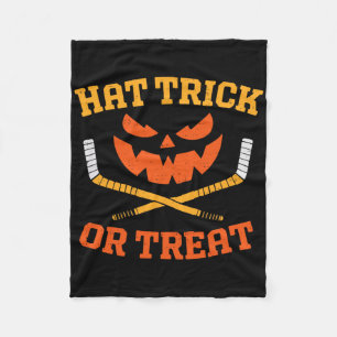 Funny Ice Hockey Pumpkin Halloween Mens Boys Teens Fleece Blanket