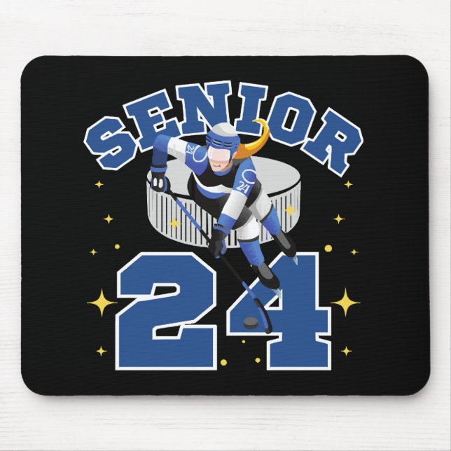 Funny Ice Hockey Senior 2024 Mouse Mat (Front)