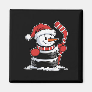 Funny Ice Hockey Snowman Santa Hat Christmas Gifts Magnet