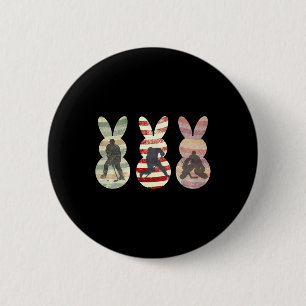 Funny Ice Hockey Sports Easter Bunny Rabbits Easte 6 Cm Round Badge