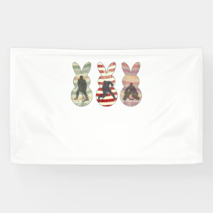 Funny Ice Hockey Sports Easter Bunny Rabbits Easte Banner
