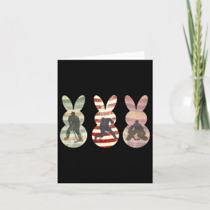 Funny Ice Hockey Sports Easter Bunny Rabbits Easte Card