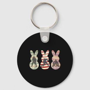 Funny Ice Hockey Sports Easter Bunny Rabbits Easte Key Ring
