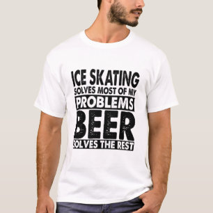 Funny Ice skating and Beer solves My Problems Gift T-Shirt