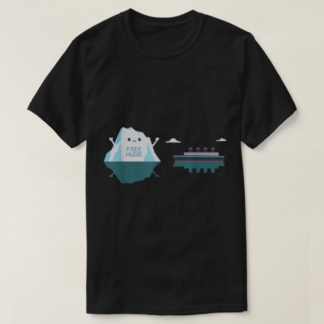 Funny Iceberg Free Hugs Meme Design T-Shirt (Design Front)