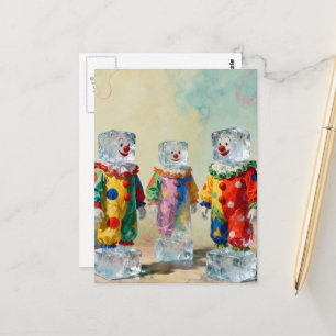 Funny icecube clowns unique and colorful postcard
