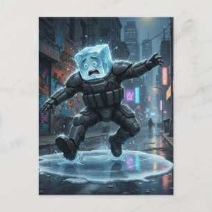 Funny icecube falling on ice  postcard