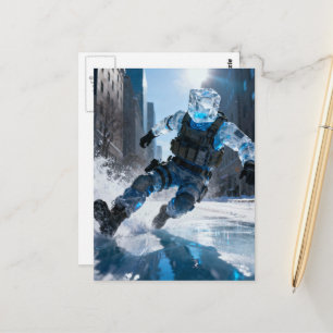 Funny icecube person falling on ice  postcard