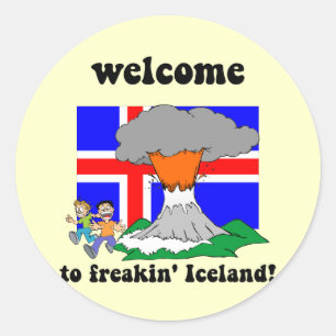Funny Iceland volcano Classic Round Sticker