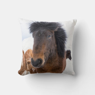 Funny Icelandic Horse Portrait Cushion