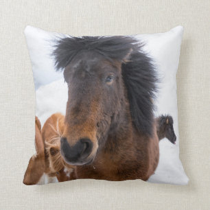 Funny Icelandic Horse Portrait Cushion