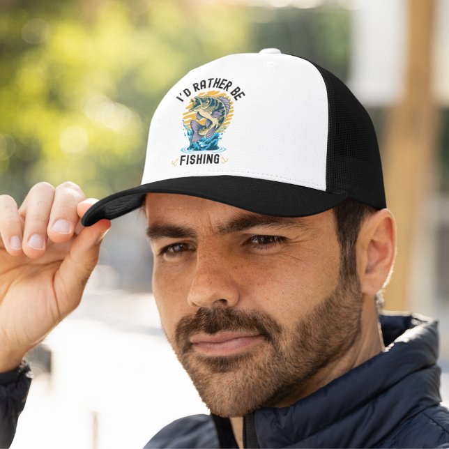Funny I'd rather be fishing Trucker Hat (Creator Uploaded)