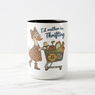 Funny I'd Rather Be Thrifting Two-Tone Coffee Mug