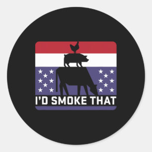 Funny I'd Smoke That Barbecue Retro Grilling Bbq Classic Round Sticker
