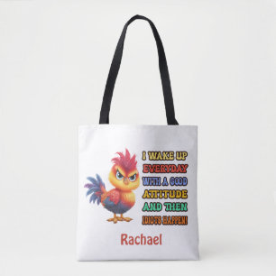  Funny "Idiots Happen" Angry Rooster Personalised Tote Bag
