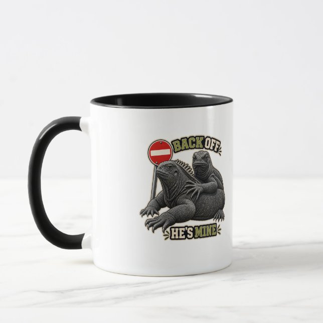 Funny Iguana Back Off She's Mine Mug (Left)