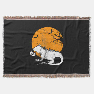 Funny Iguana Pumpkin Halloween Costume Men Women K Throw Blanket