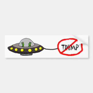 Funny Illegal Aliens Against Trump Cartooon Bumper Sticker