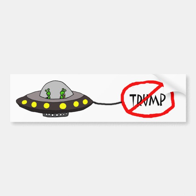 Funny Illegal Aliens Against Trump Cartooon Bumper Sticker (Front)