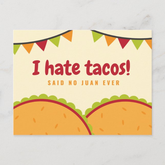 Funny Illustrated Mexican Tacos Postcard (Front)