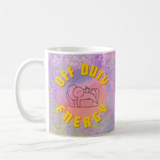 FUNNY ILLUSTRATION: "OFF DUTY ENERGY" COFFEE MUG