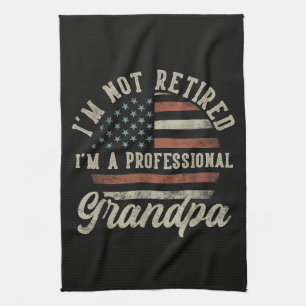 Funny "I'm A Professional Grandpa" Retirement Tea Towel