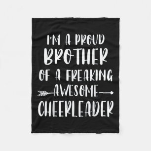 Funny I'm A Proud Cheer Brother Of A Cheerleader X Fleece Blanket